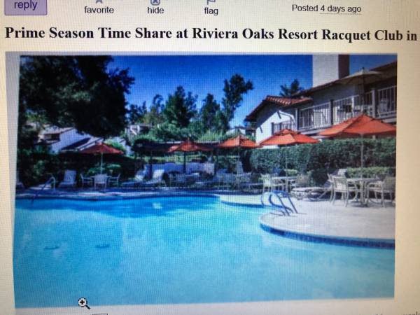 Prime Season Time Share at Riviera Oaks Resort Racquet Club in Ramona 1