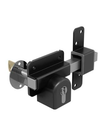 New 50mm Long Throw 2" Gate Lock - Double-Locking - Black - GateMate 1