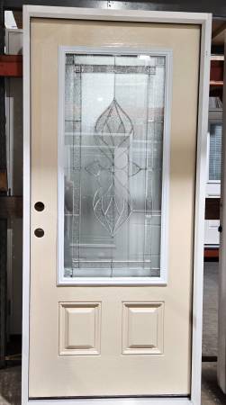 New 36" 3/4 Deco Glass RH Inswing Fiberglass Exterior Entry Door SG 1