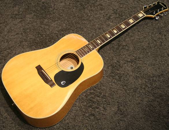 1970s Epiphone FT-350BL acoustic guitar w/ case 1