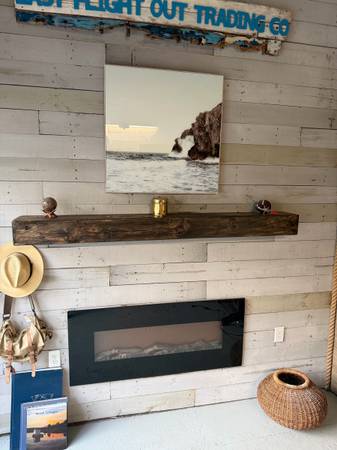 Solid Oak Wood Beam, Dark Walnut Stain, DIY Ready to mount, Floating hardware in 1