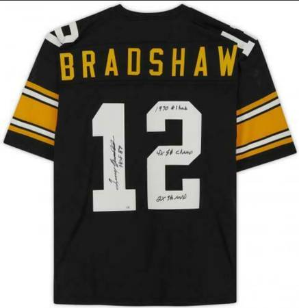 Terry Bradshaw Autographed/Inscribed Authentic Mitchell & Ness Jersey 1