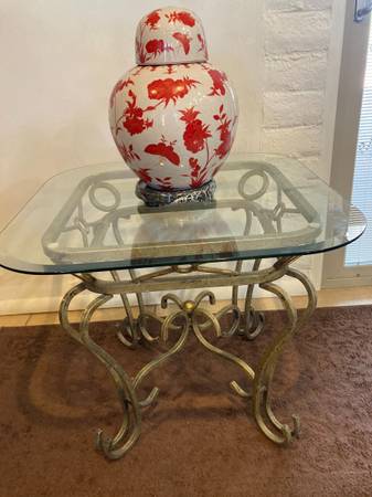 end table metal with beveled glass 1