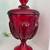 Viking Art Glass MCM Six Petal Ruby Red Candy Jar and Cover 5 thumbnail