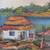 LARGE HAITIAN VILLAGE 3D OIL PAINTING SIGNED 4 thumbnail