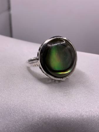 Synthetic Abalone Lady's Silver & Stone Ring 925 Silver 6g 1