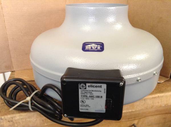 Efficent AXC Duct Inline Fan w/ Cord & Plug 6 inch 308 CFM 1