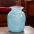 Vintage Aquamarine Glass Bubble/Crackle  Vase 5" W x 7 1/2" H 3 thumbnail