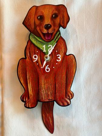 Pink Cloud Tara Dog Pendulum Wall Clock 1