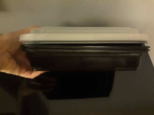 3 Black Plastic Takeout Containers w/Black Plastic Utensils 1