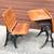 Vintage Child's School Room Desk and Chair - Cast Iron & Oak 1 thumbnail