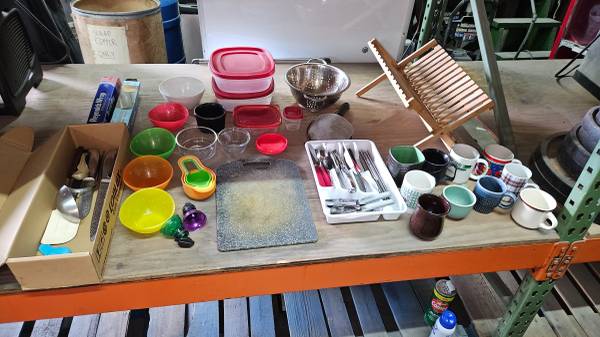 Tons Of Stuff For Your Kitchen, Coffee Cups, Knives, Silverware, Dryin 1