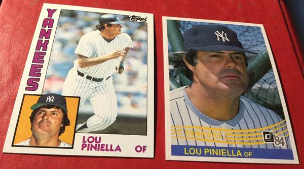 Lou Piniella 2 baseball cards Yankees Topps/Donruss 1