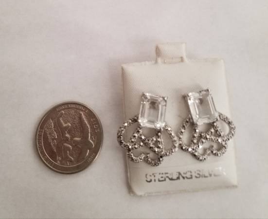 White Topaz Sterling Marcasite Earrings 1