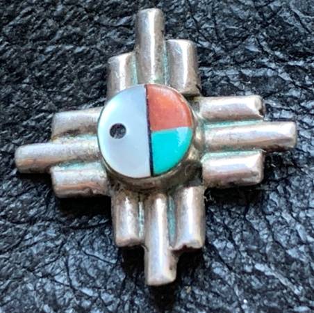 Zuni 'Sunface' Stud Earring (One) w/Zia Sun Symbol 1