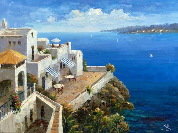 Acrylic on Canvas Mediterranean Coast 1