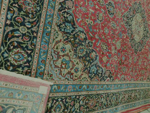 Clean Persian rug 13.8 x 9.7 hand knotted vintage 100 % wool carpet 1