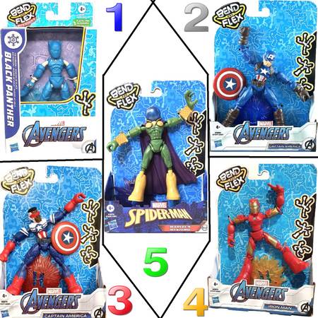 MARVEL Bend & Flex CAPTAIN AMERICA, IRON MAN, MYSTERIO -or- BLACK PANT 1