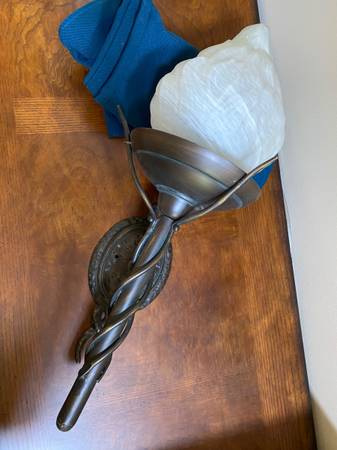 Torch style wall light sconce oil rubbed bronze with glass 1