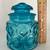 Vintage L E Smith Peacock Blue Moon and Stars 5” Canister 5 thumbnail