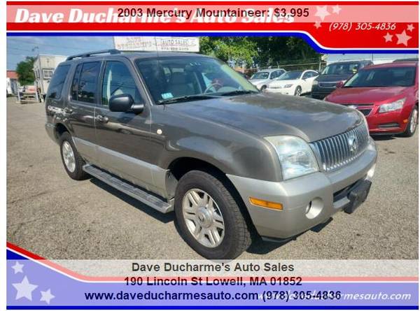2003 Mercury Mountaineer de lujo con tracción integral y 3.ª fila - $3.995 (Lowell, MA *www.daveducharmesauto.com)634375267918111210