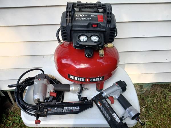 Like new porter cable  compressor air hose and nailers 1