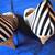 PAIR of MICHAEL KORS BLACK STRIPE FABRIC HIGH HEEL SHOE 2 thumbnail