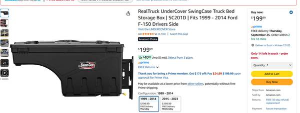 1999 - RealTruck UnderCover SwingCase Truck Bed Storage Box | SC201D | 1