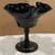 FENTON ART GLASS PINK ROSE ON BLACK EBONY COMPOTE CANDY DISH HANDPAINT 3 thumbnail