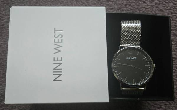 Mens Watch w Black Face and Stainless Steel Mesh Band 1