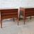 pair of matching walnut MCM vintage STEP END TABLES with inlays 10 thumbnail