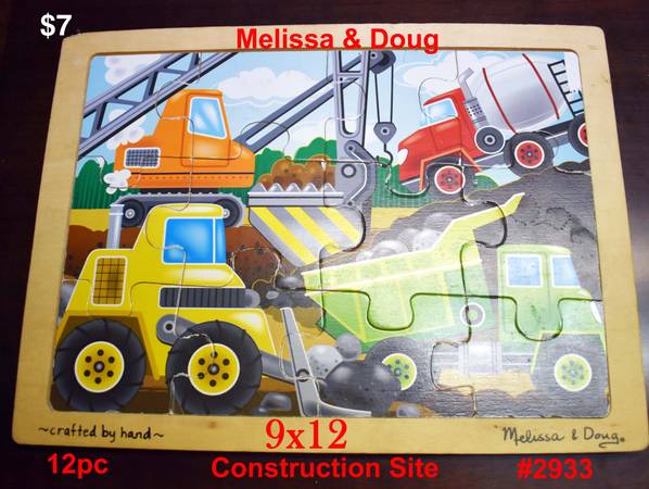 Construction Site, Melissa & Doug, crafted by Hand, Wood tray puzzle 1