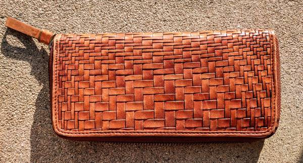 Cole Haan Brown Genuine Leather Weave Women's Continental Wallet 1