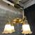 Restored Antique Brass Pan 4-Arm Chandelier GA21007 11 thumbnail