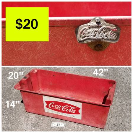 Large Vintage Coca-Cola Tub Bin With Bottle Opener - Cash, Cash App, PayPal Acce 1