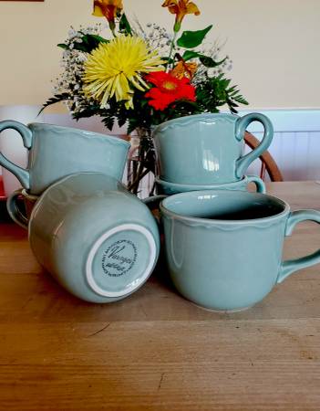 Varages France Sage Green Plates, Bowls, Cups 12 Pcs. - $3063471026265729121
