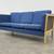 Danish Sofa and Loveseat w Wood Frame and Blue Seat Cushions 3 thumbnail