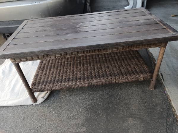 Hampton Bay Beacon Park Wicker & Metal outdoor coffee table 1