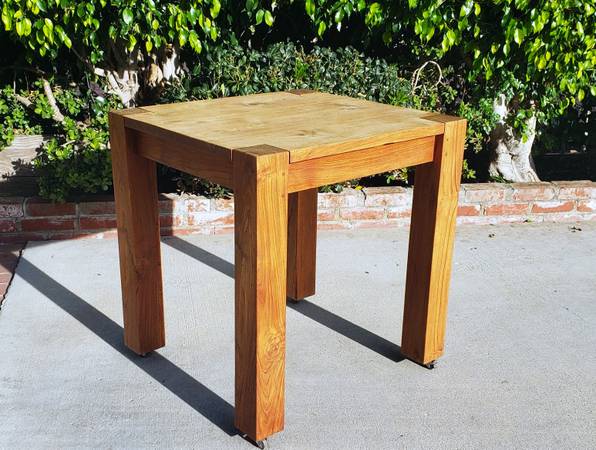 SOLID teak LARGE side table---NO VENEER---A TANK! 1