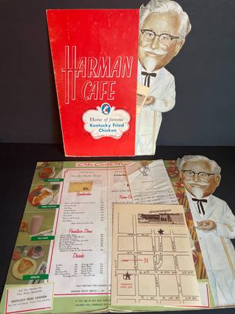 Vintage Harman Cafe Menu – Early Kentucky Fried Chicken Drive-Thru Col 1