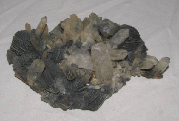 436g Smoky Crystal Cluster on Black Selenite Desert Rose Mineral Rock 1