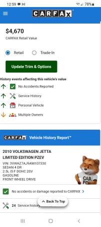 2010 VOLKSWAGEN $2500/TÍTULO LIMPIO E INFORME CARFAX - $2,50063435458985987122