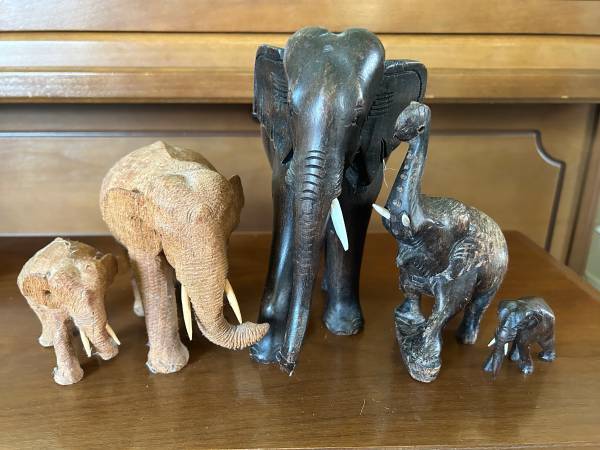 Various Teak Elephant Statues from Burma Myanmar 1