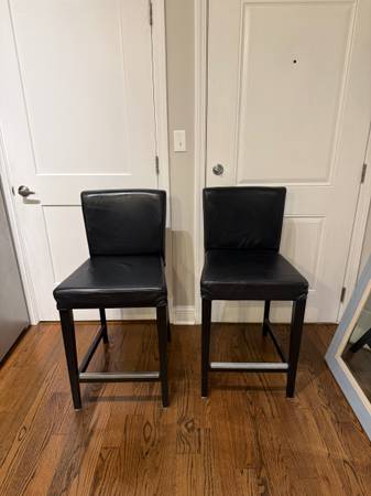 Black Leather Barstools 1