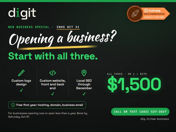 Web Design + Logo Design + Local SEO, $1,500 Special, Phoenix 1