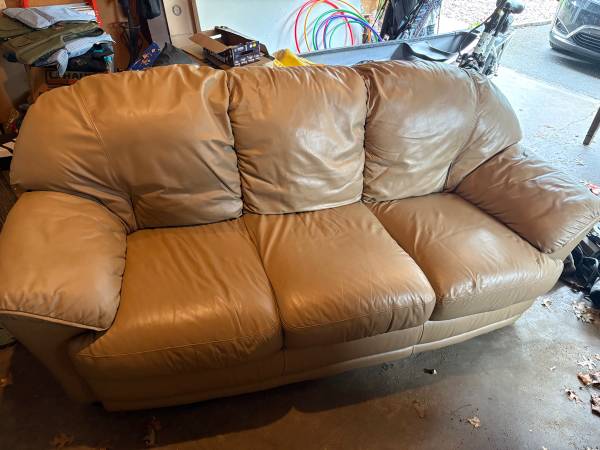 Khaki leather couch 1