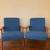 Pair of Blue/Wood Fabric Accent Chairs 1 thumbnail