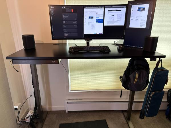 Professional Standing Computer Desk and Monitors 1