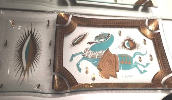 MCM FRED PRESS TROJAN HORSE SIGNED DIVIDED GLASS TRAY 1