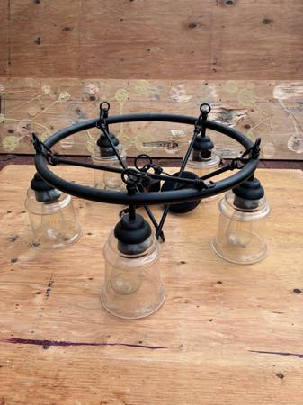 Chandelier bronze 5 light, dining or table light 1